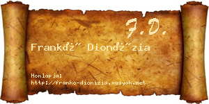 Frankó Dionízia névjegykártya